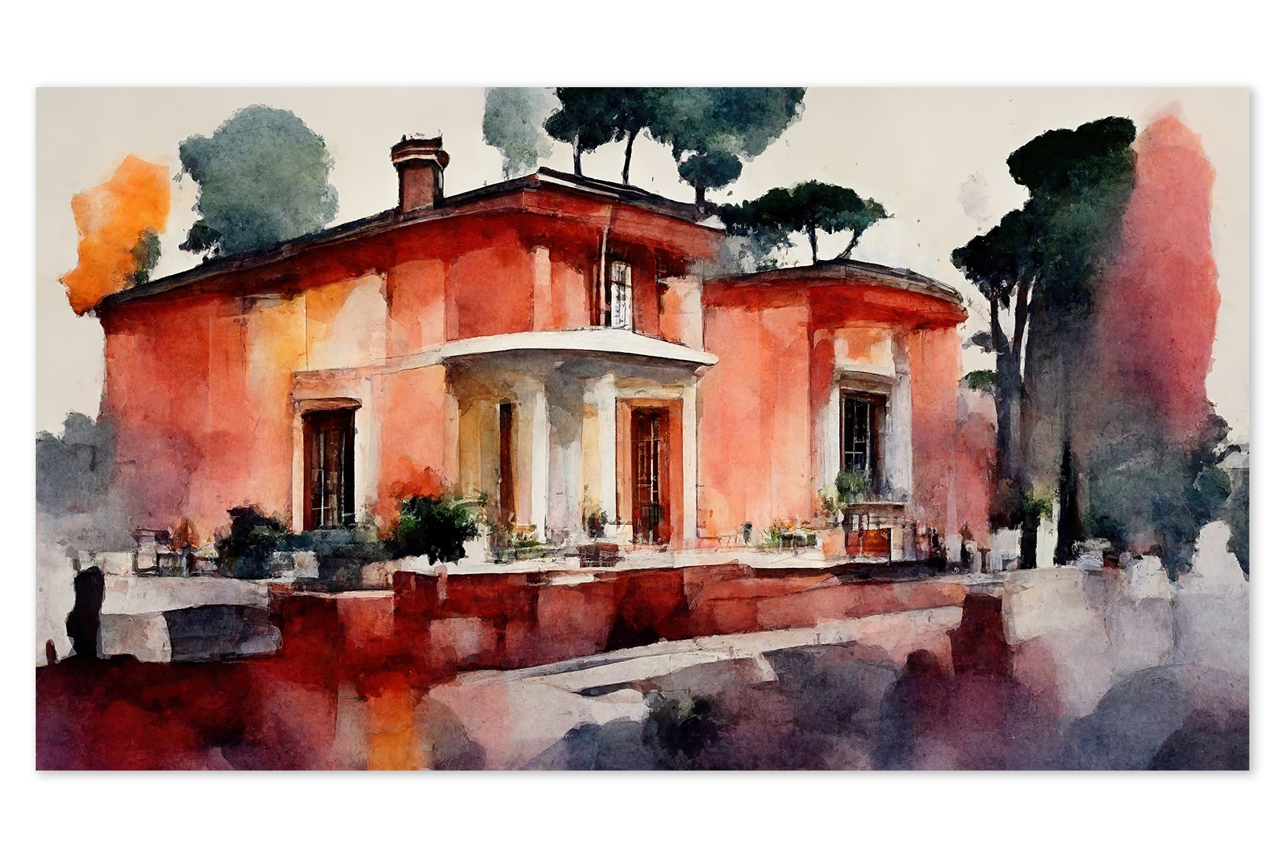 Roman-Villa-Watercolor-Painting