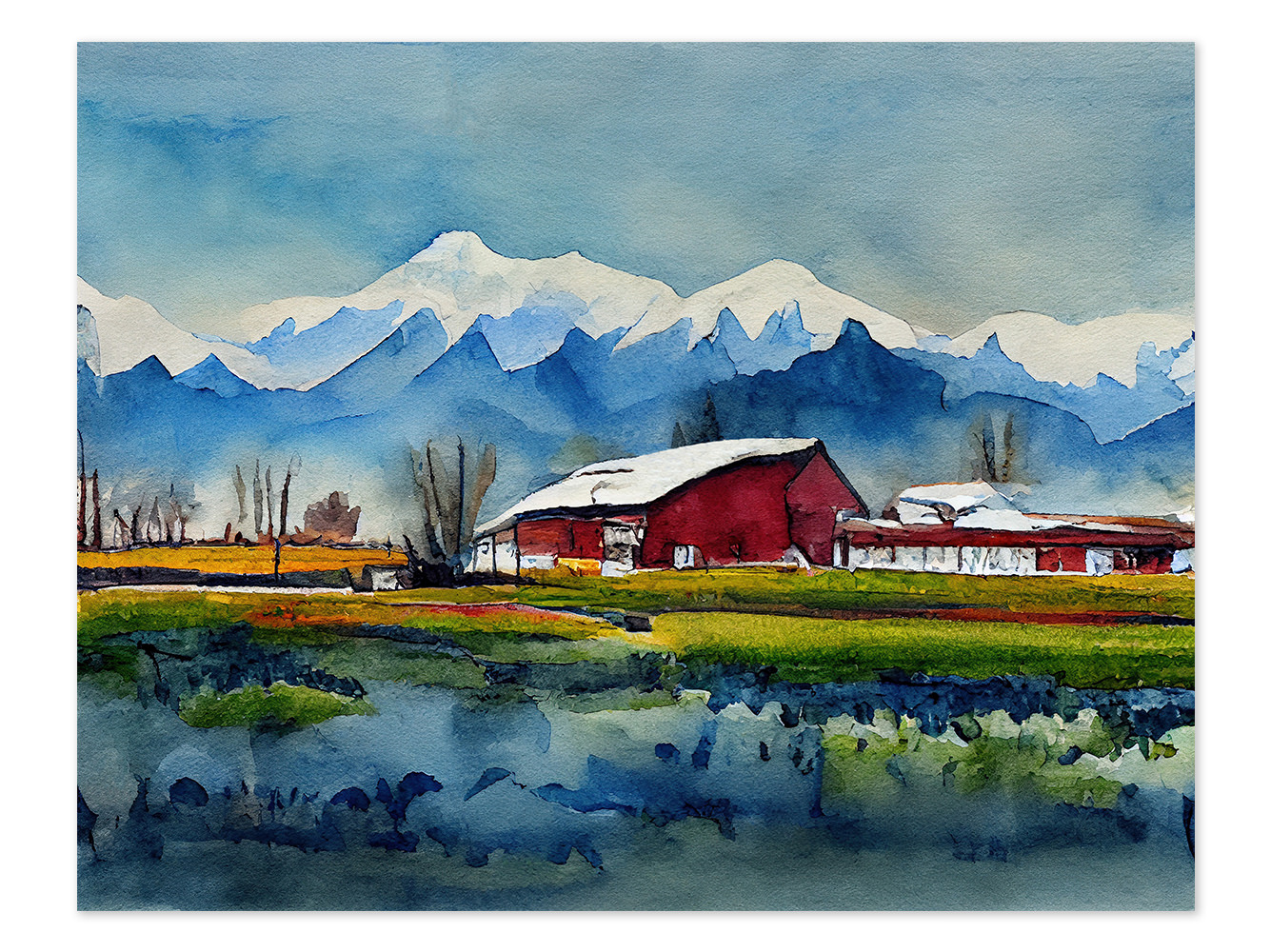 The-Farm-By-the-Mountains-Painting